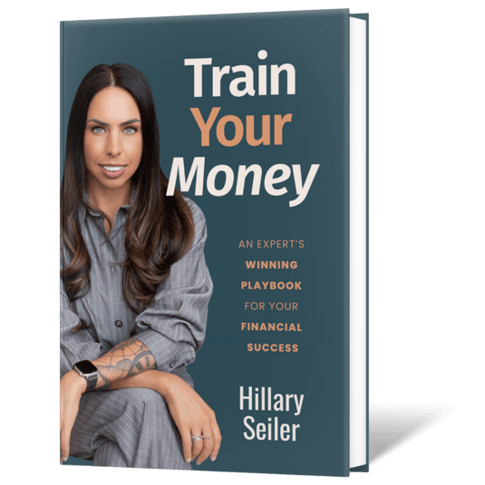 Book titled 'Train Your Money' by Hillary Seiler with a woman's face on the cover.