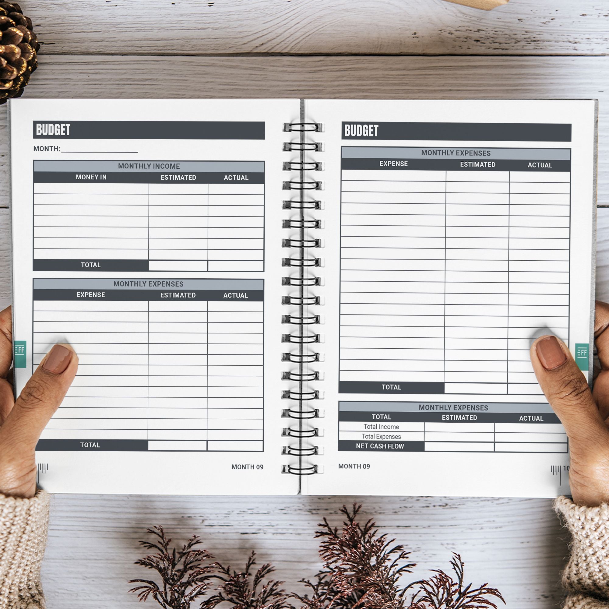 physical financial planner used for organizing real-life money management